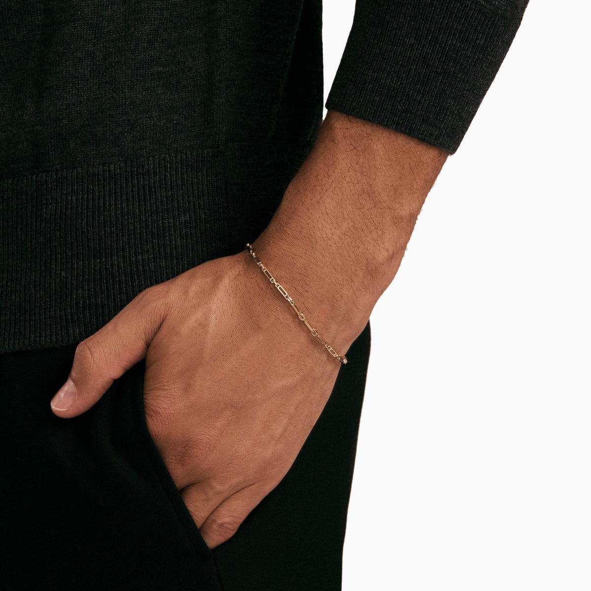 men's gravitas chain bracelet 14k gold model