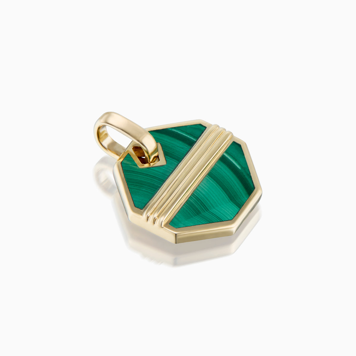 men's nile octagonal tag malachite 14k gold top