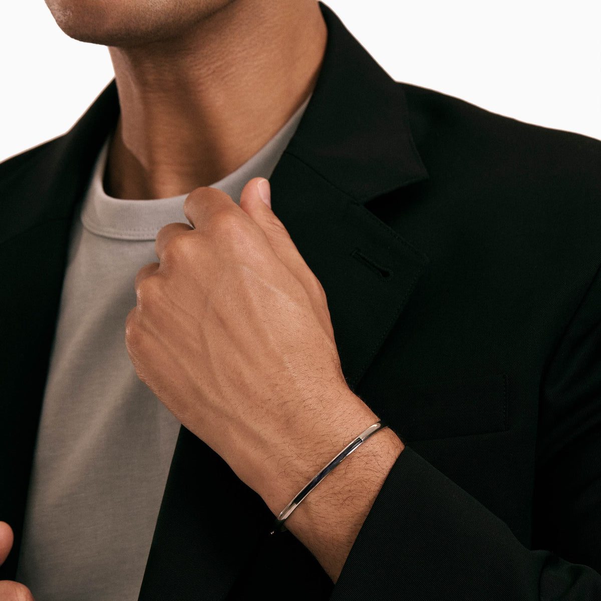 men's parsec bangle bracelet sterling silver model