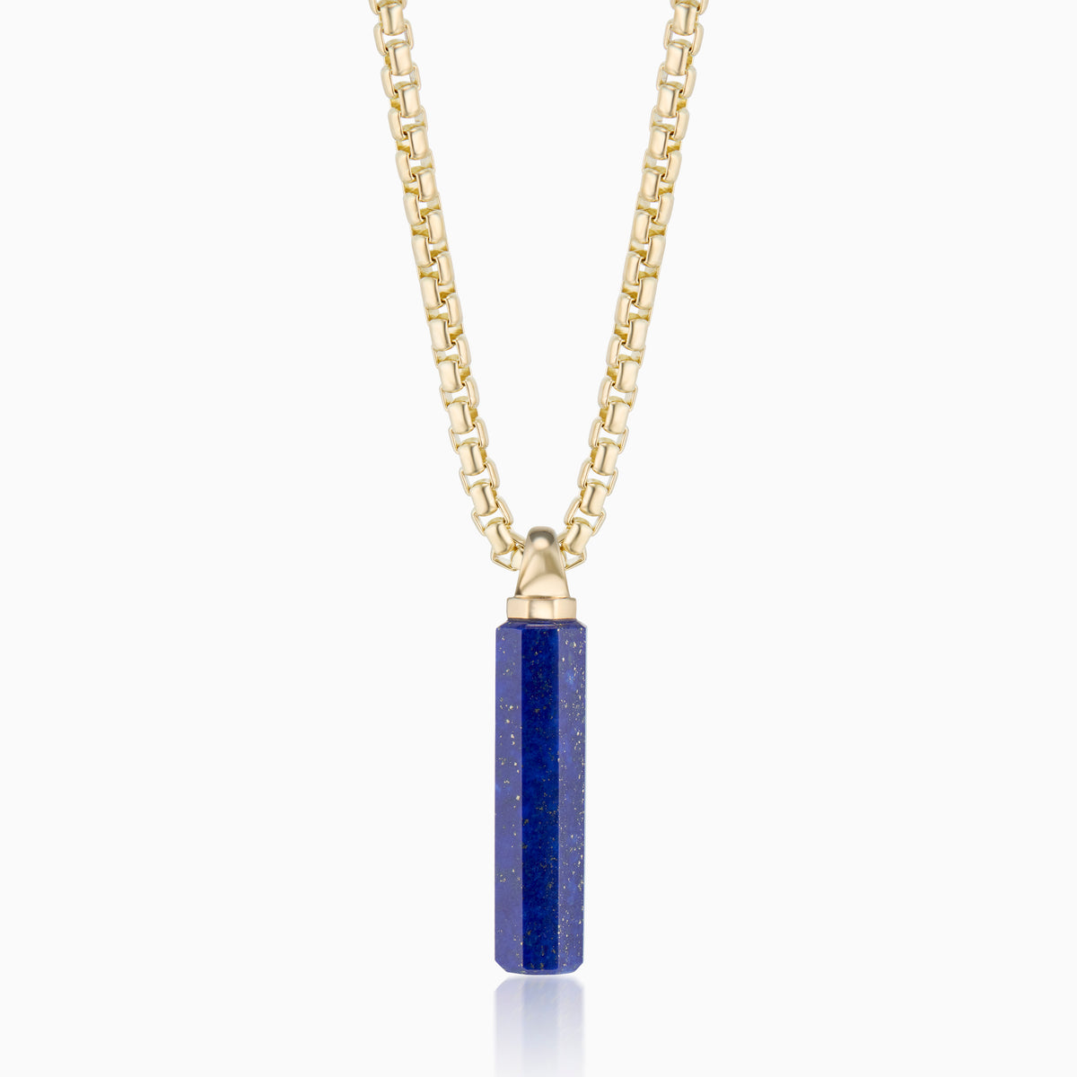men's pascal cylinder blue lapis lazuli 18k gold on chain