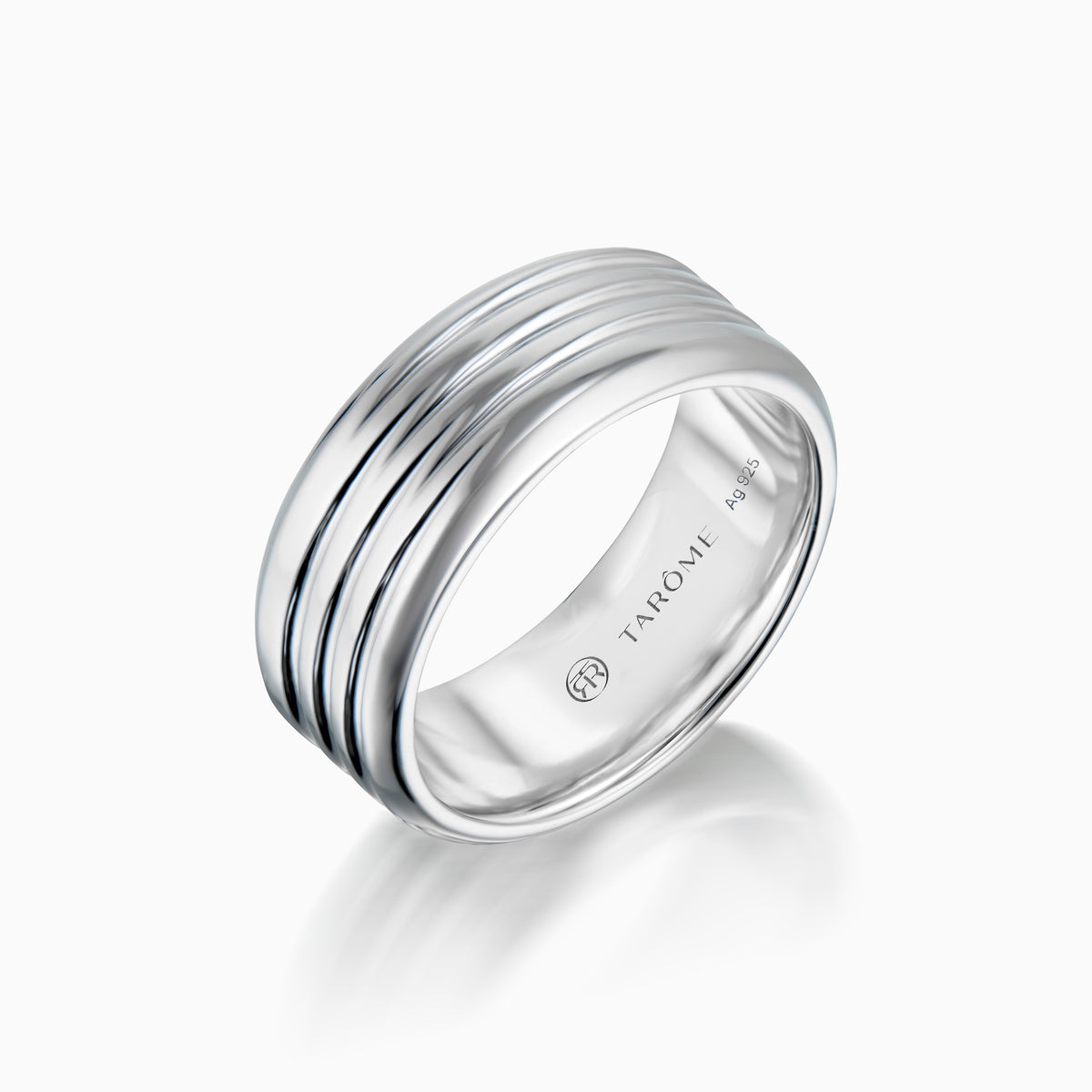 men's spire band ring sterling silver side