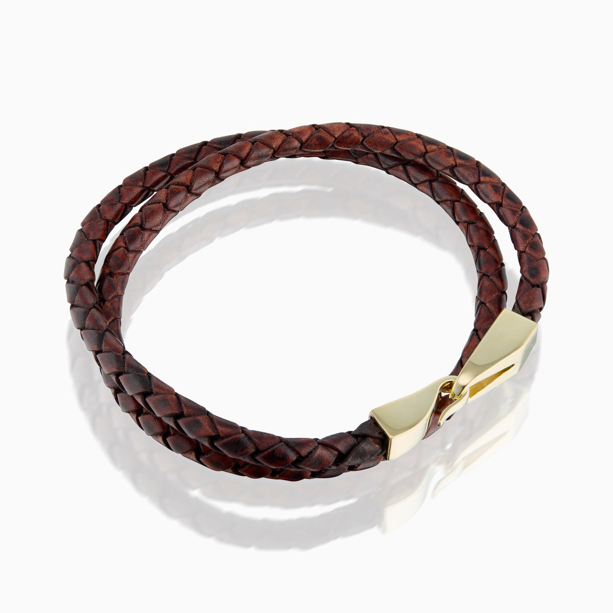 men's vaquero bracelet brown leather 18k gold side