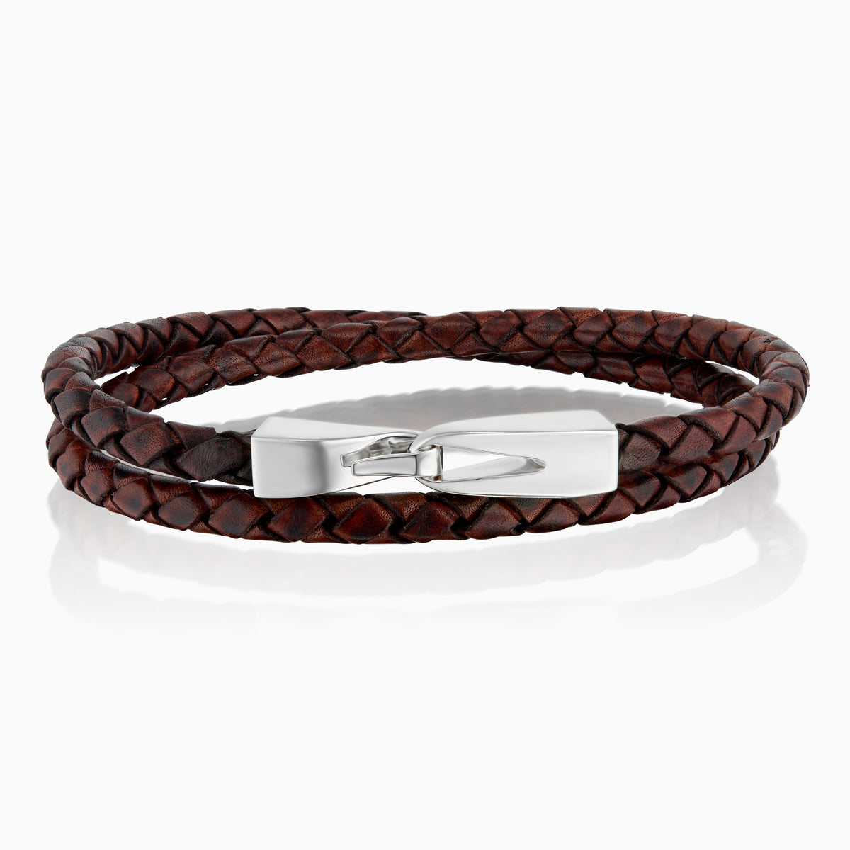 men's vaquero bracelet brown leather sterling silver front