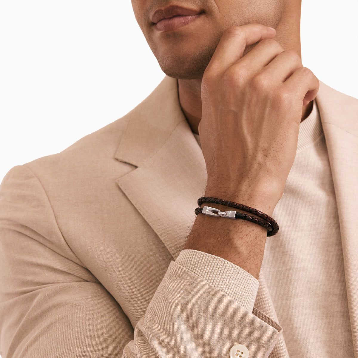 men's vaquero bracelet brown leather sterling silver model