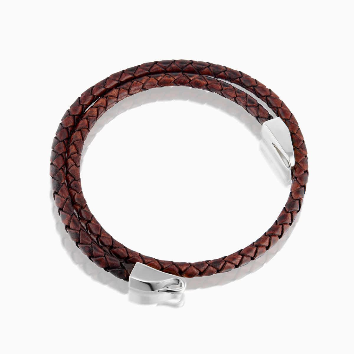 men's vaquero bracelet brown leather sterling silver top down