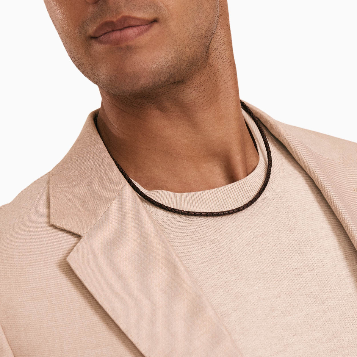 men's vaquero necklace leather 18k gold model