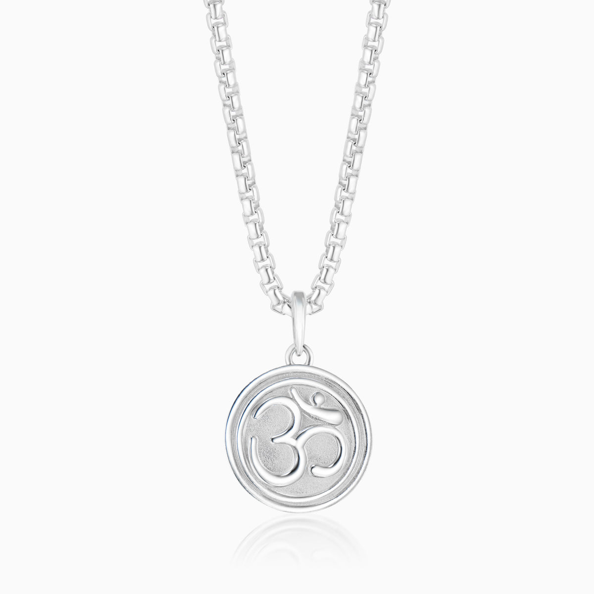 men's verity om pendant sterling silver front on chain