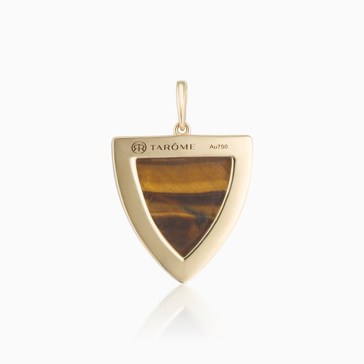 men's virtus armor pendant tigers eye 18k gold back