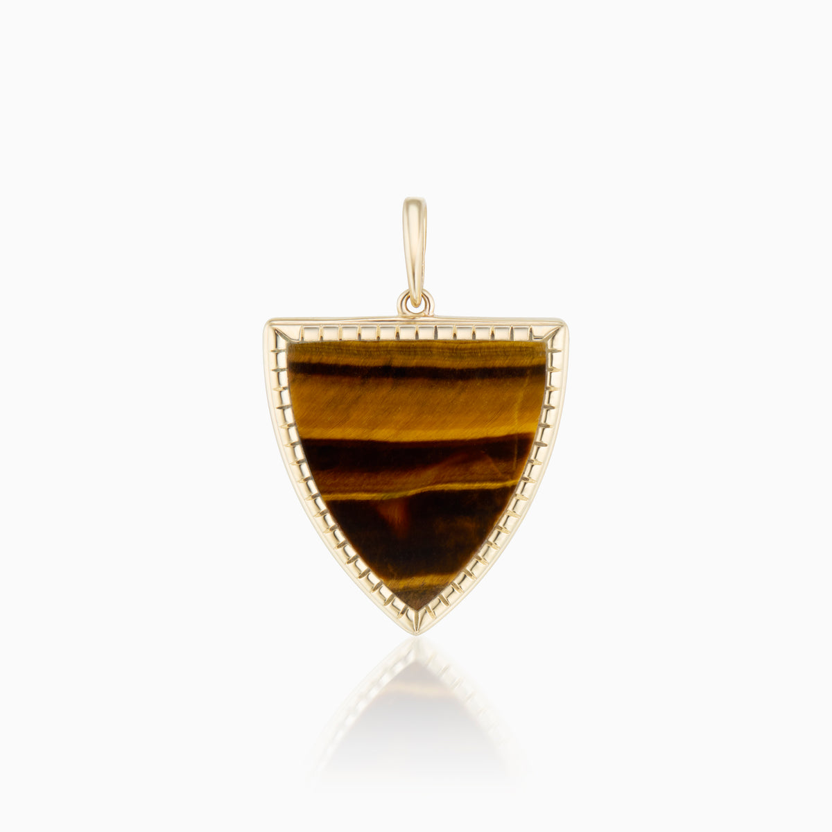 men's virtus armor pendant tigers eye 18k gold front