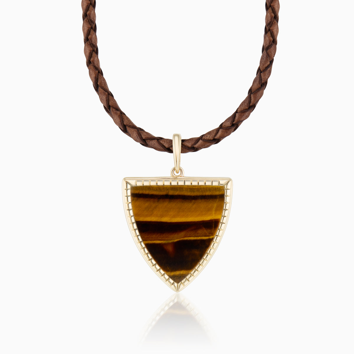 men's virtus armor pendant tigers eye 18k gold on chain