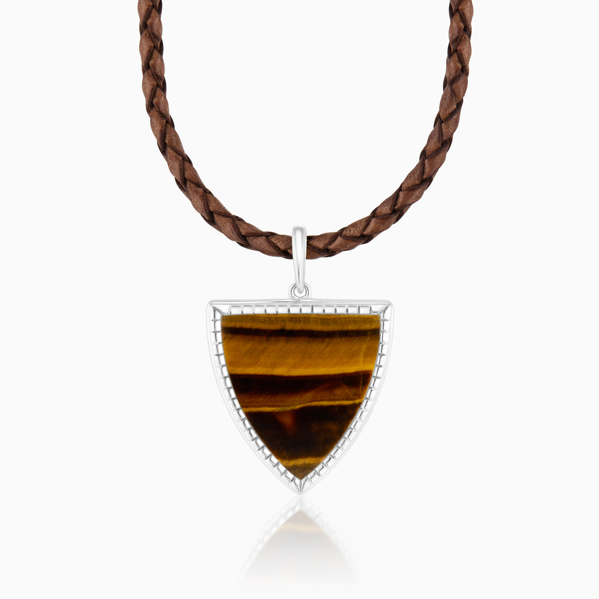 men's virtus armor pendant tigers eye sterling silver on chain