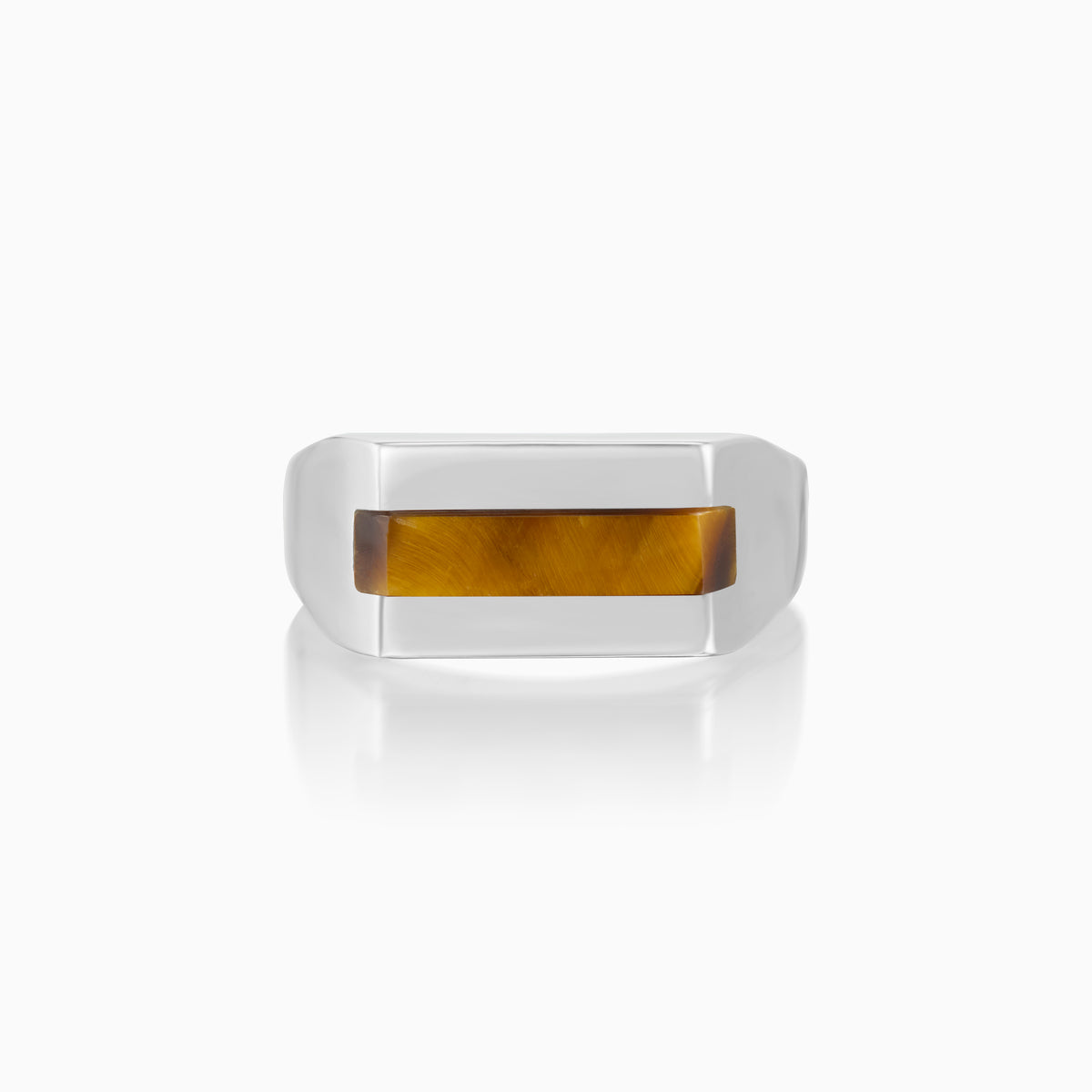 men's virtus signet ring tigers eye sterling silver front