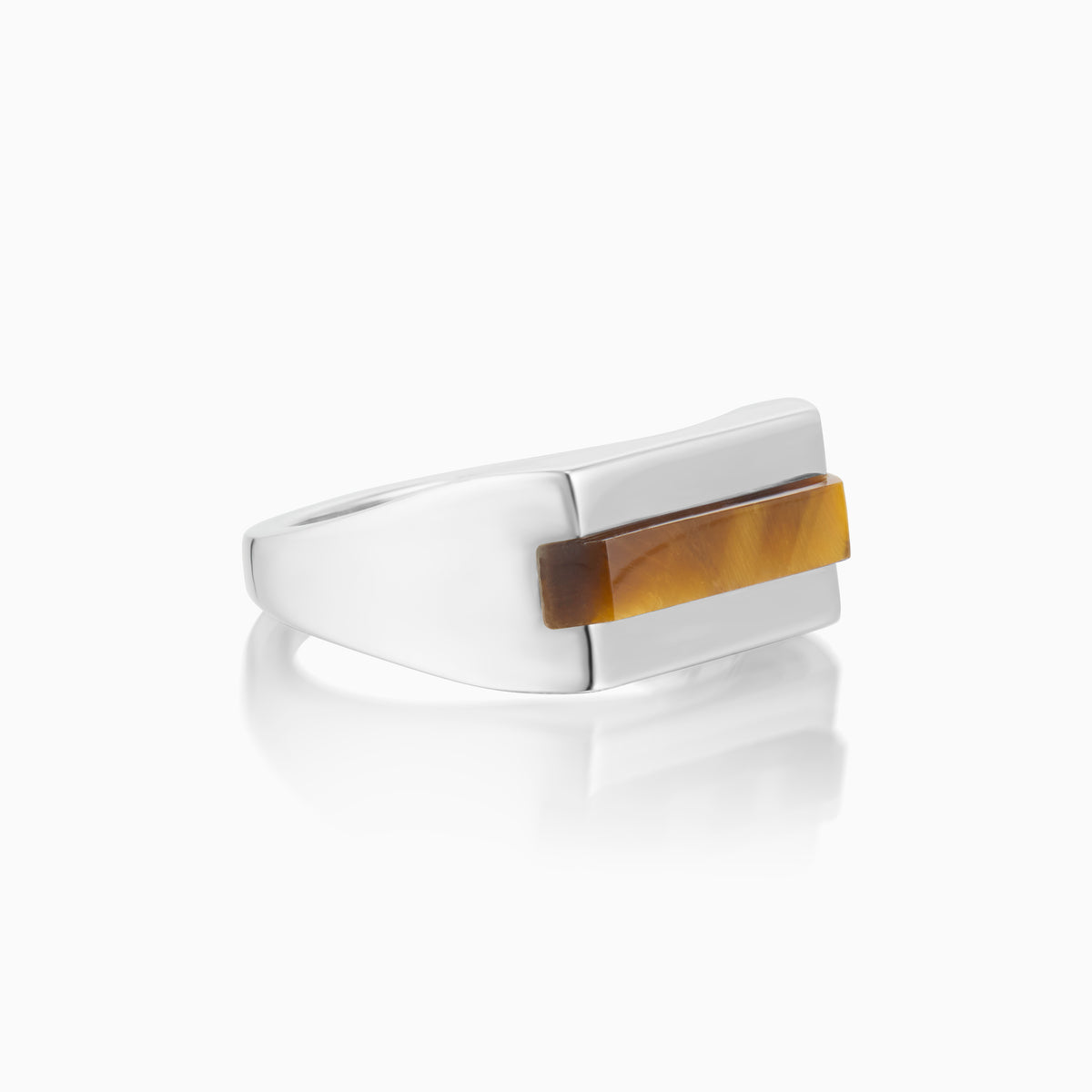 men's virtus signet ring tigers eye sterling silver side