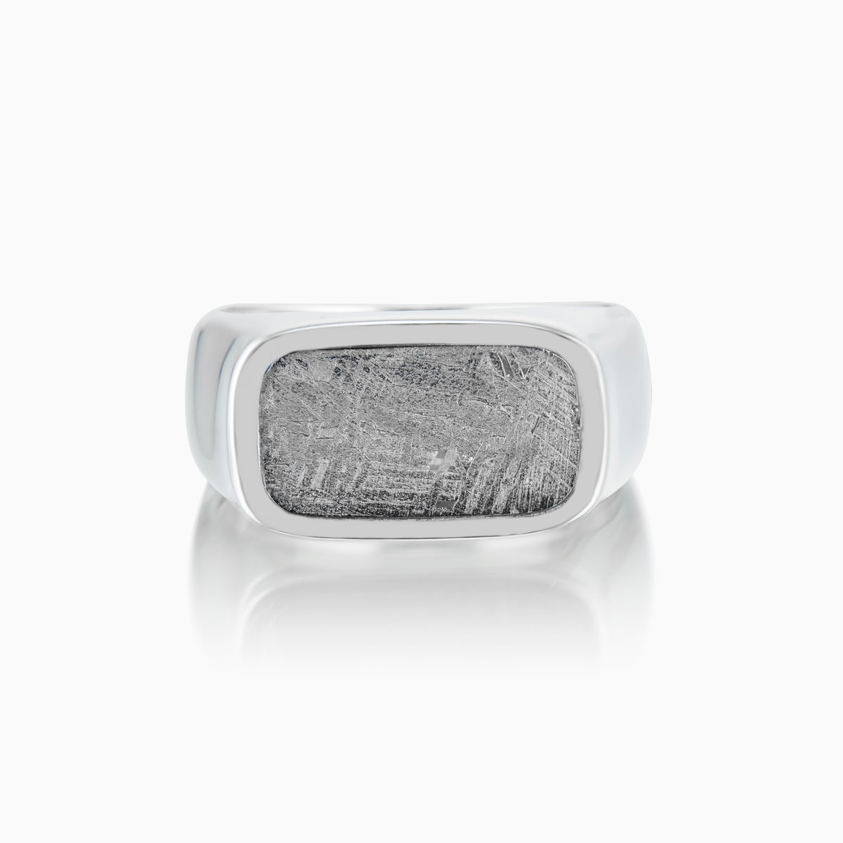 men's voyager signet ring meteorite sterling silver front