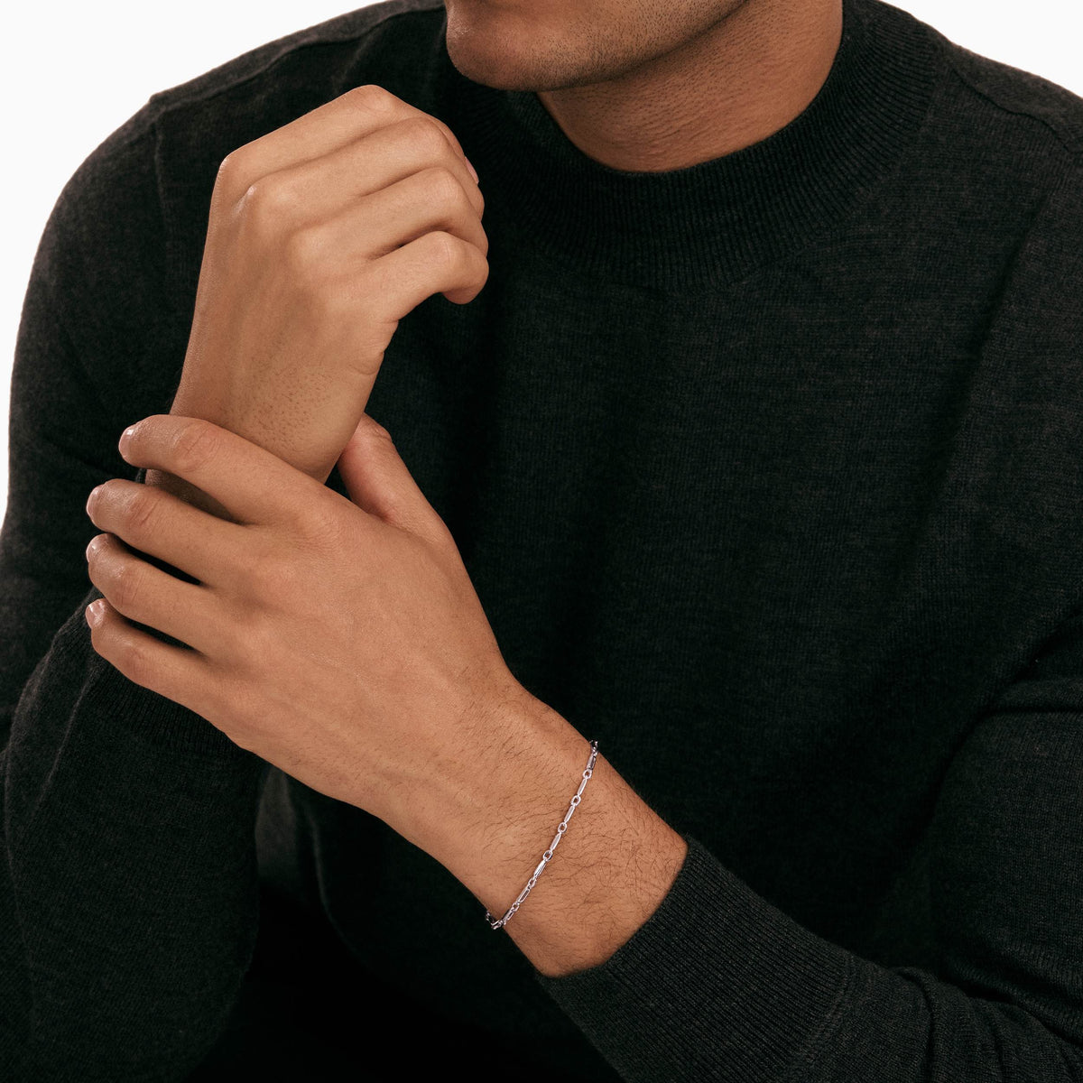 men's gravitas chain bracelet sterling silver model
