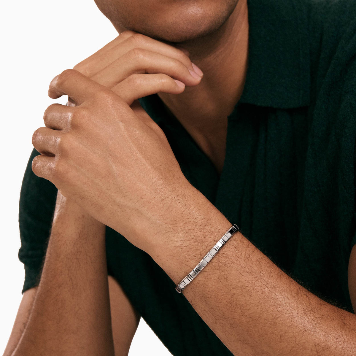 men's gravitas link bracelet sterling silver model