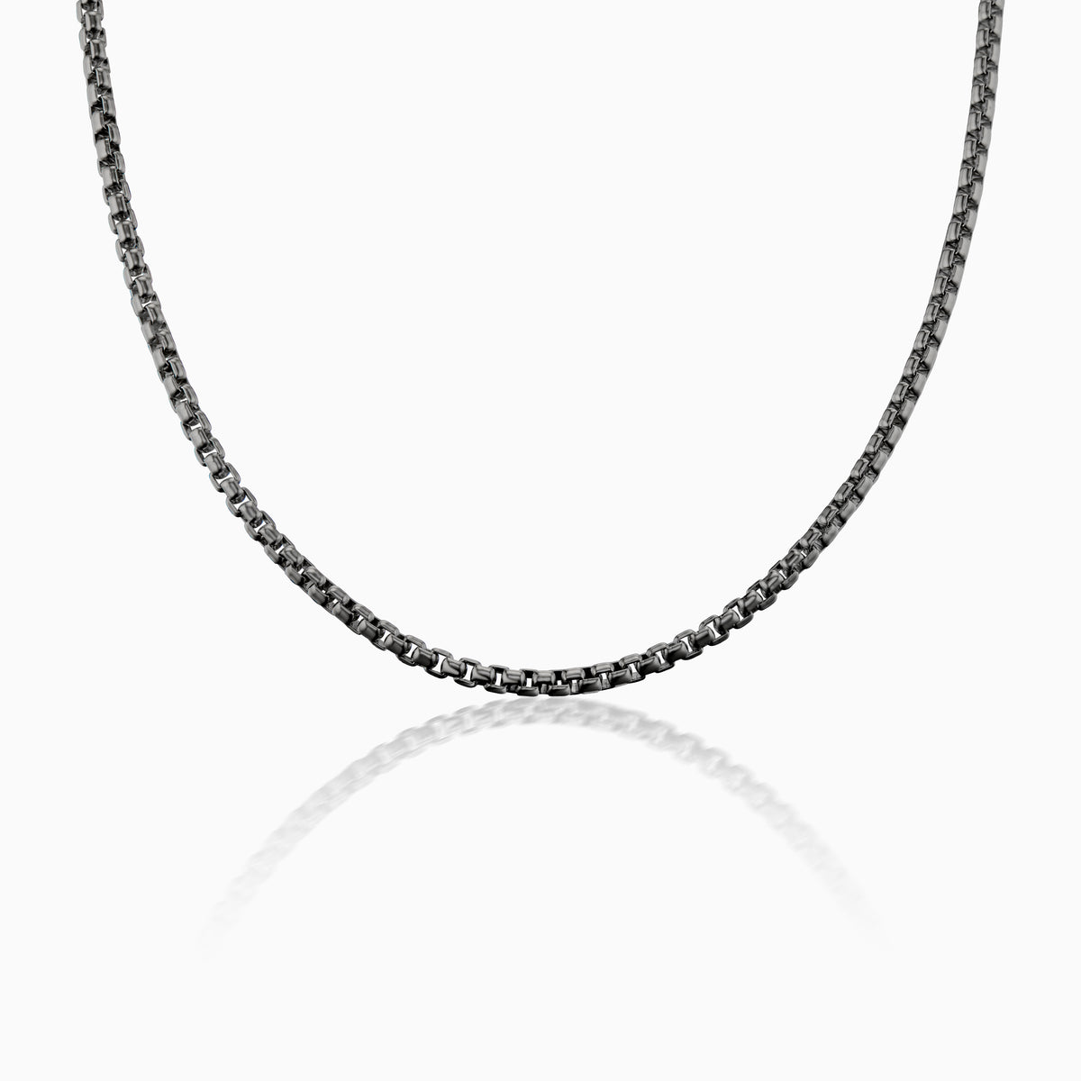 men's lattice box chain blackened sterling bottom