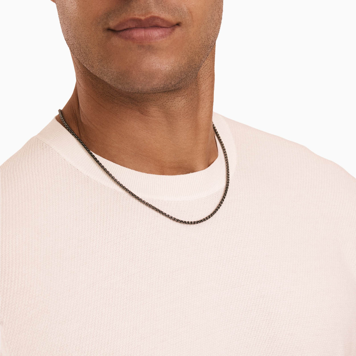 men's lattice box chain blackened sterling model