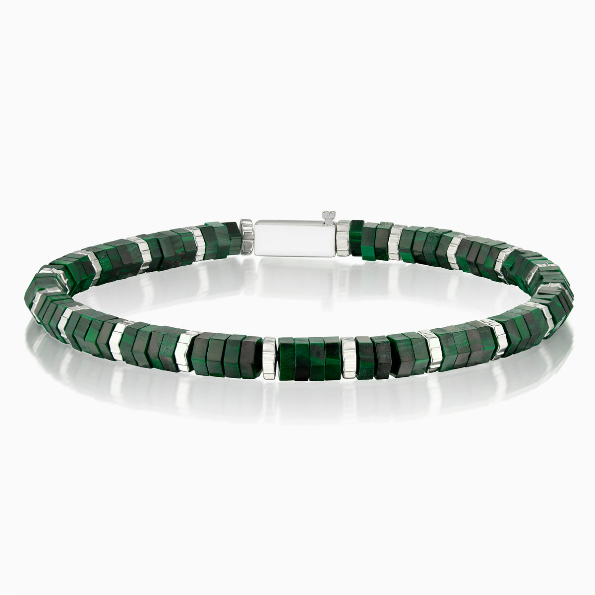 men's nile bead bracelet sterling silver front