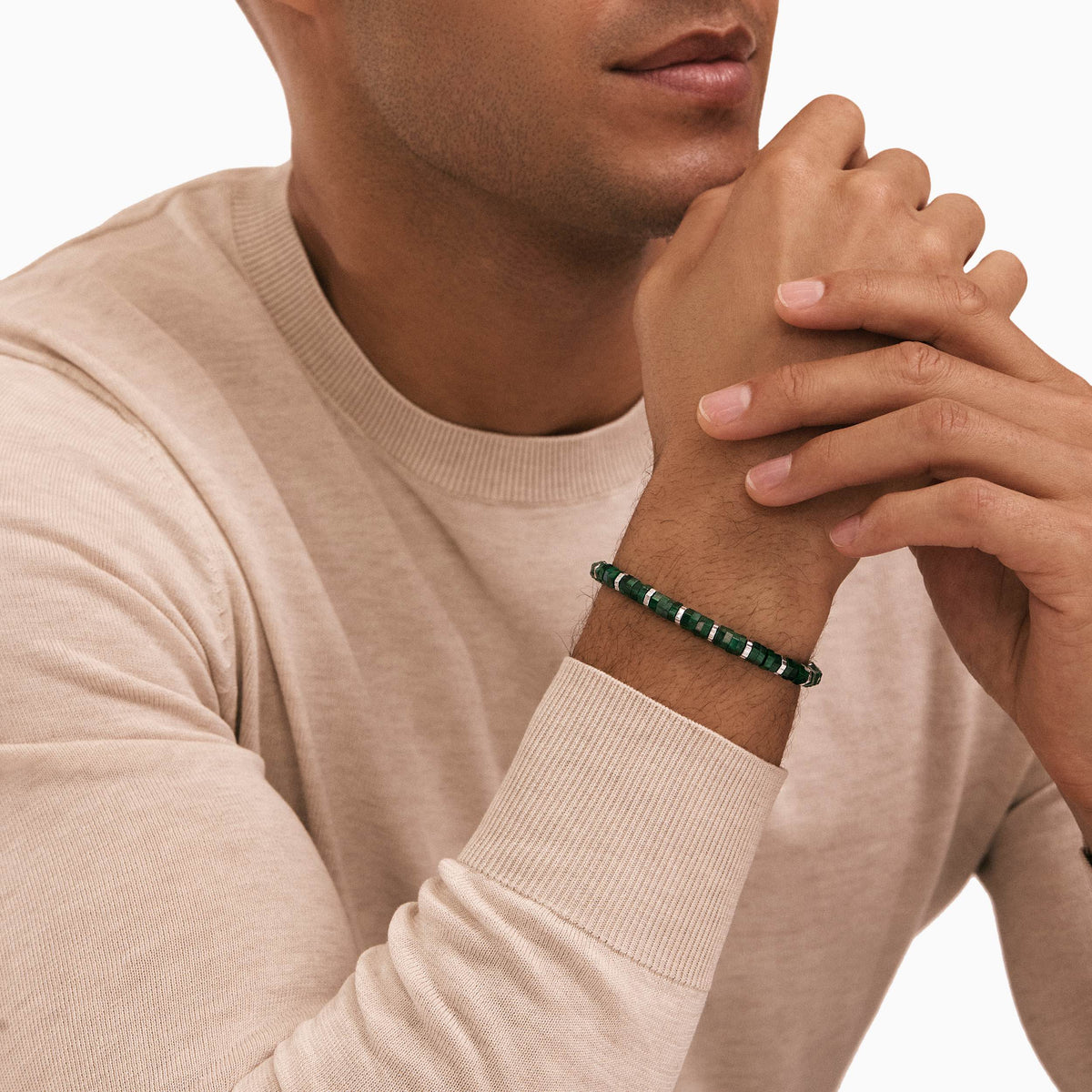 men's nile bead bracelet sterling silver model