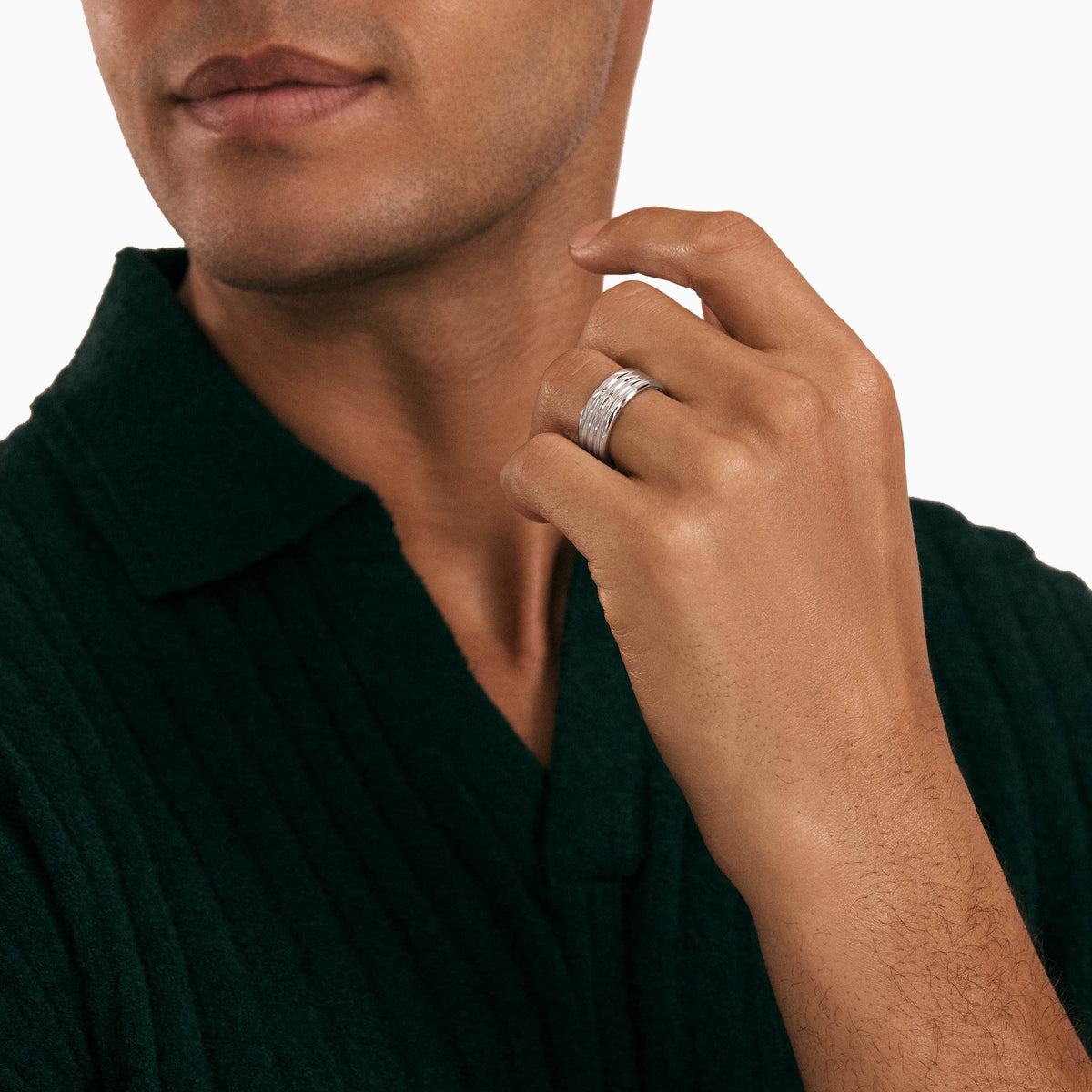 men's spire band ring sterling silver model