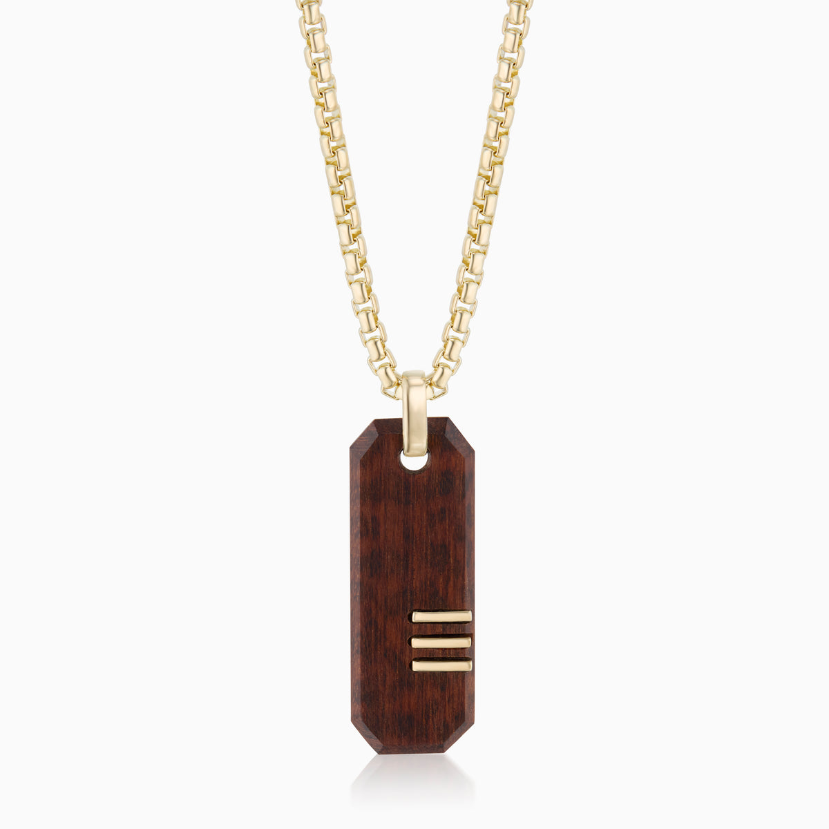 men's taiga octagonal tag 18k gold on chain