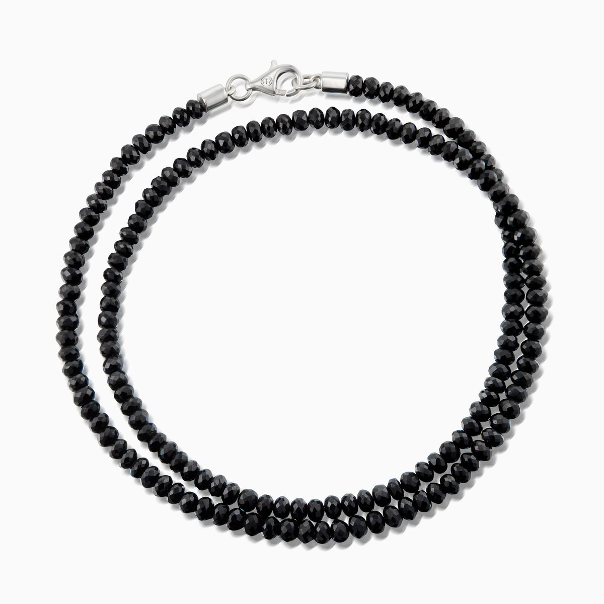 men's valor faceted black onyx necklace sterling silver round