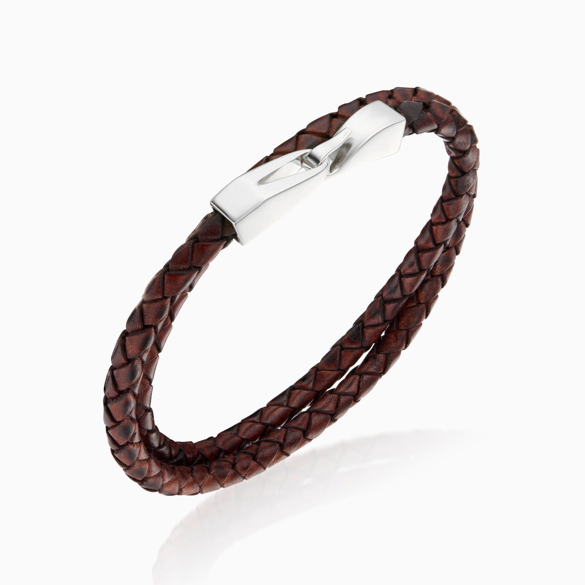 men's vaquero bracelet brown leather sterling silver angle