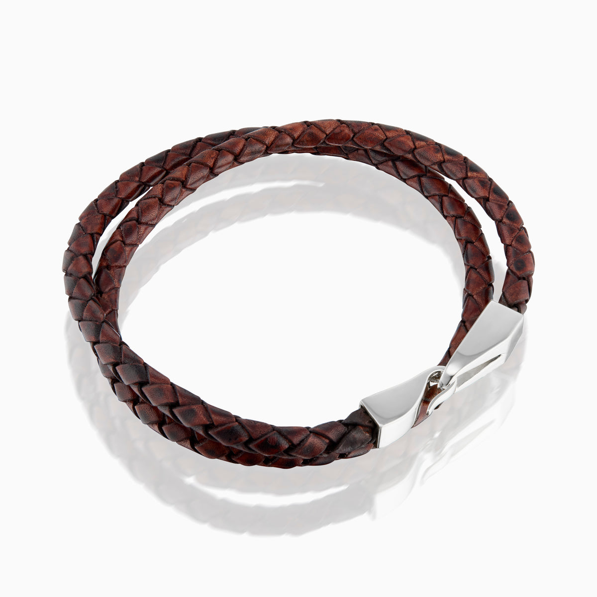 men's vaquero bracelet brown leather sterling silver side