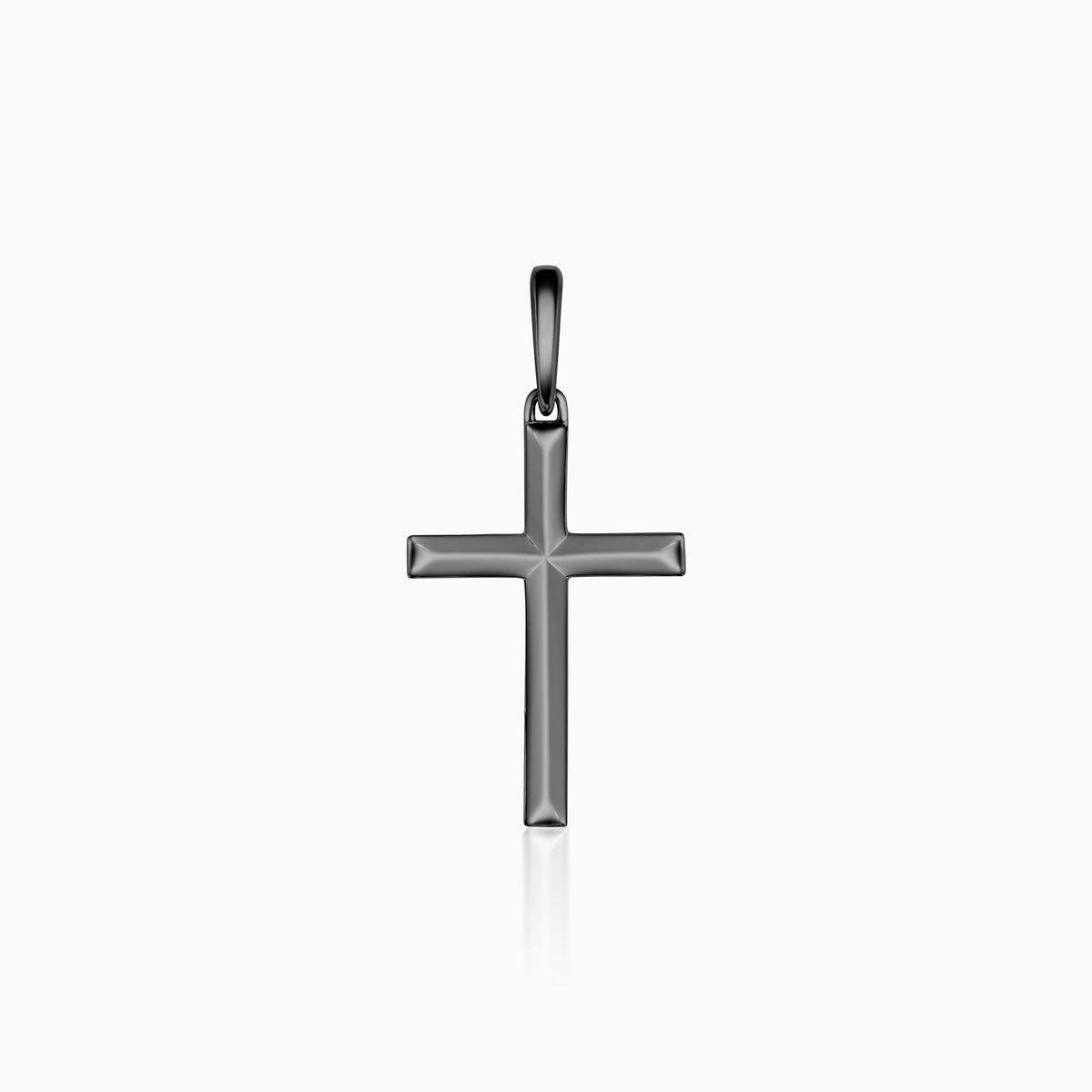 men's verity cross pendant blackened sterling front