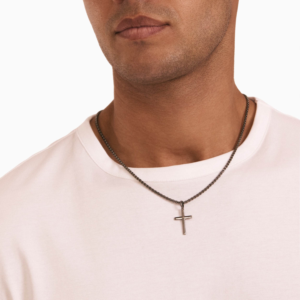 men's verity cross pendant blackened sterling model