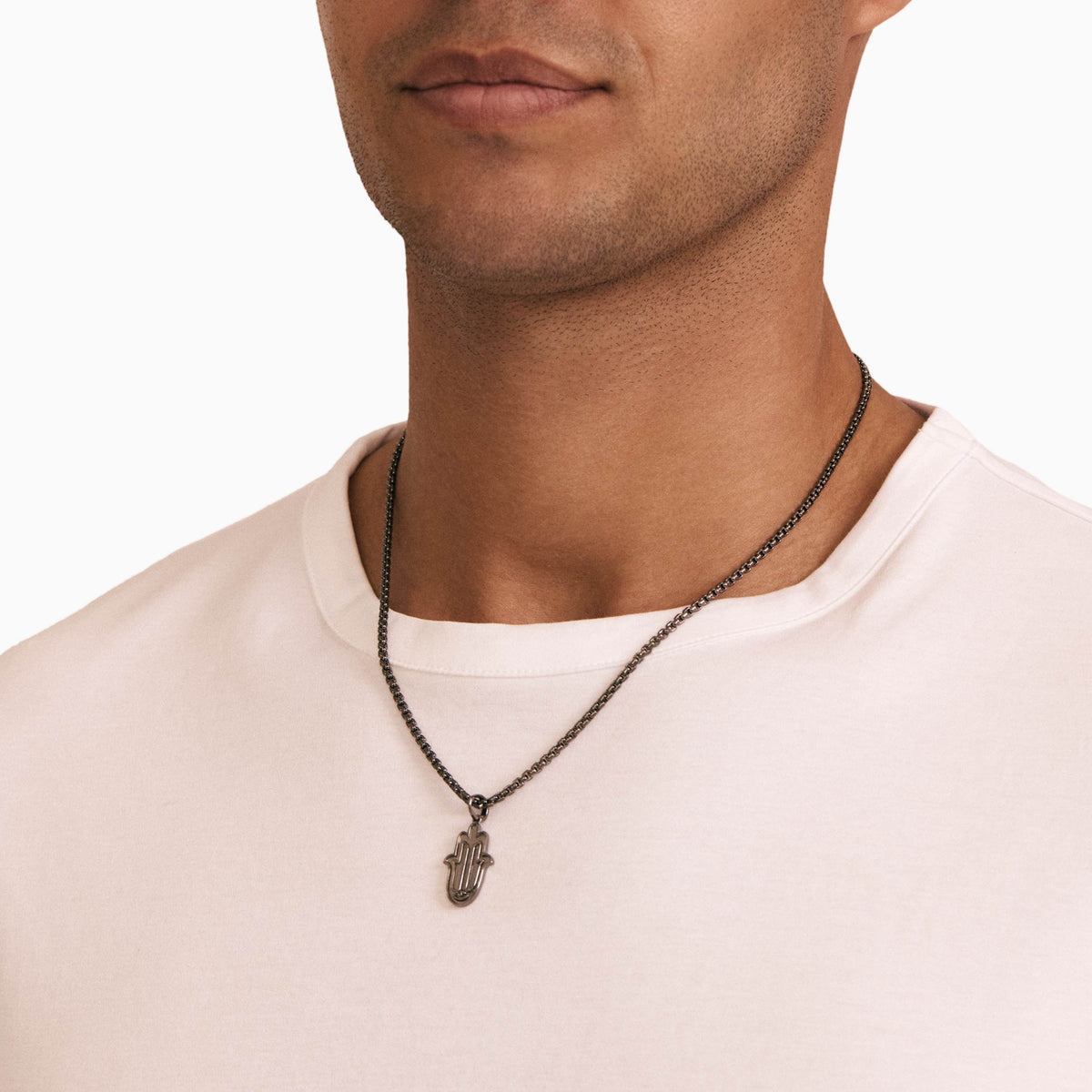 men's verity hamsa pendant blackened sterling model