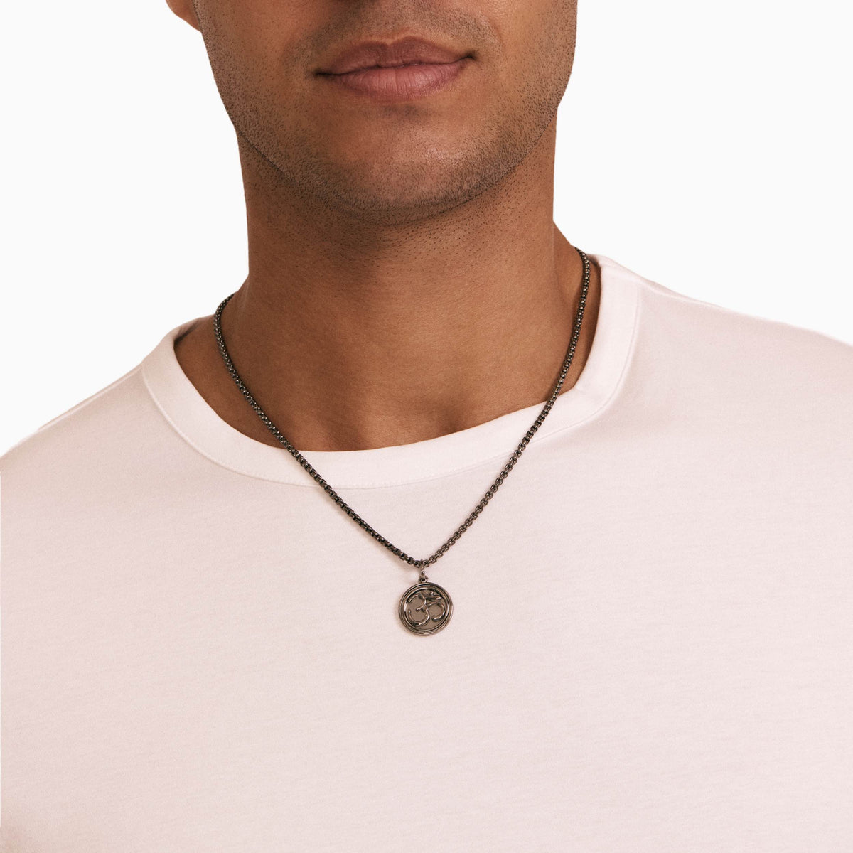 men's verity om pendant blackened sterling model