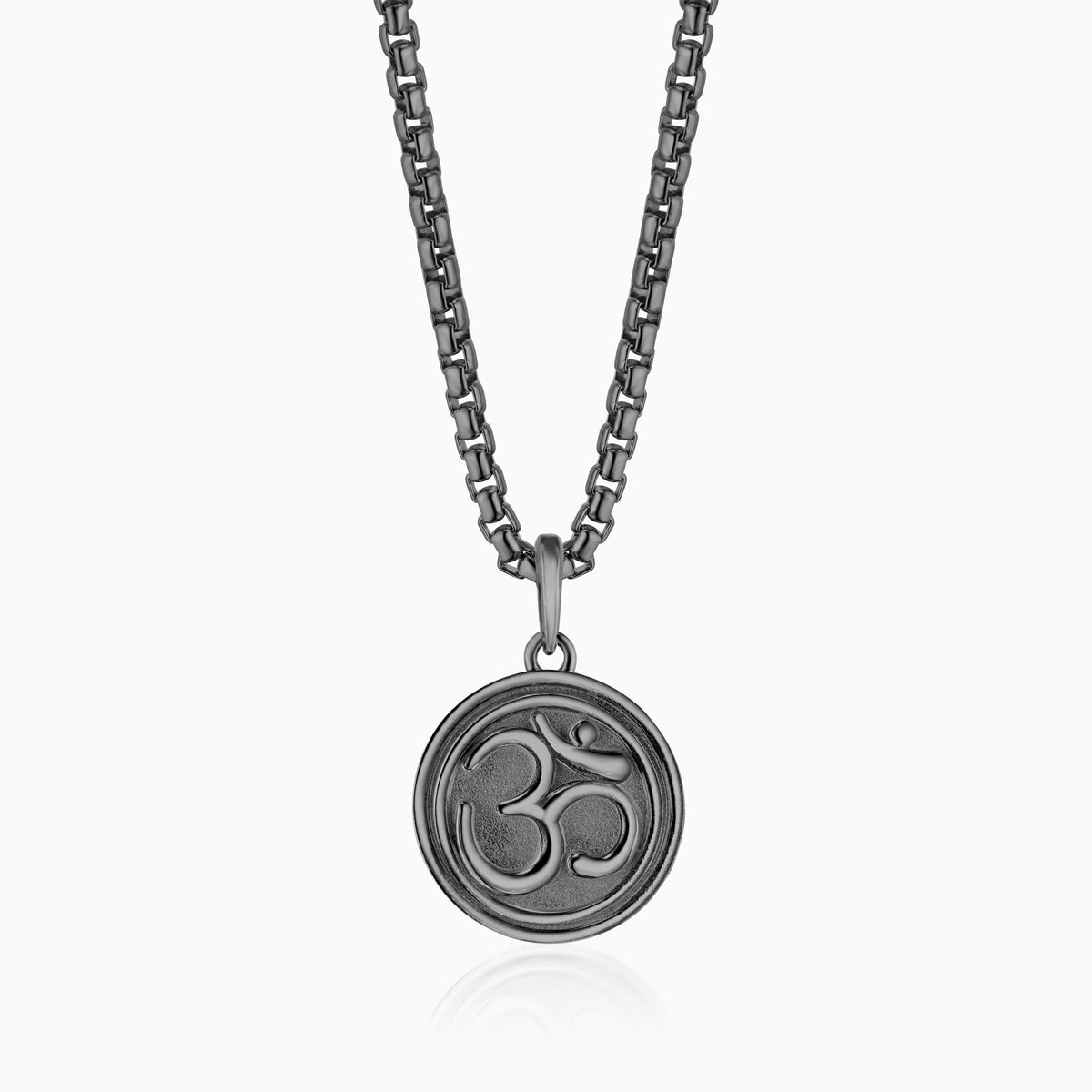 men's verity om pendant blackened sterling on chain
