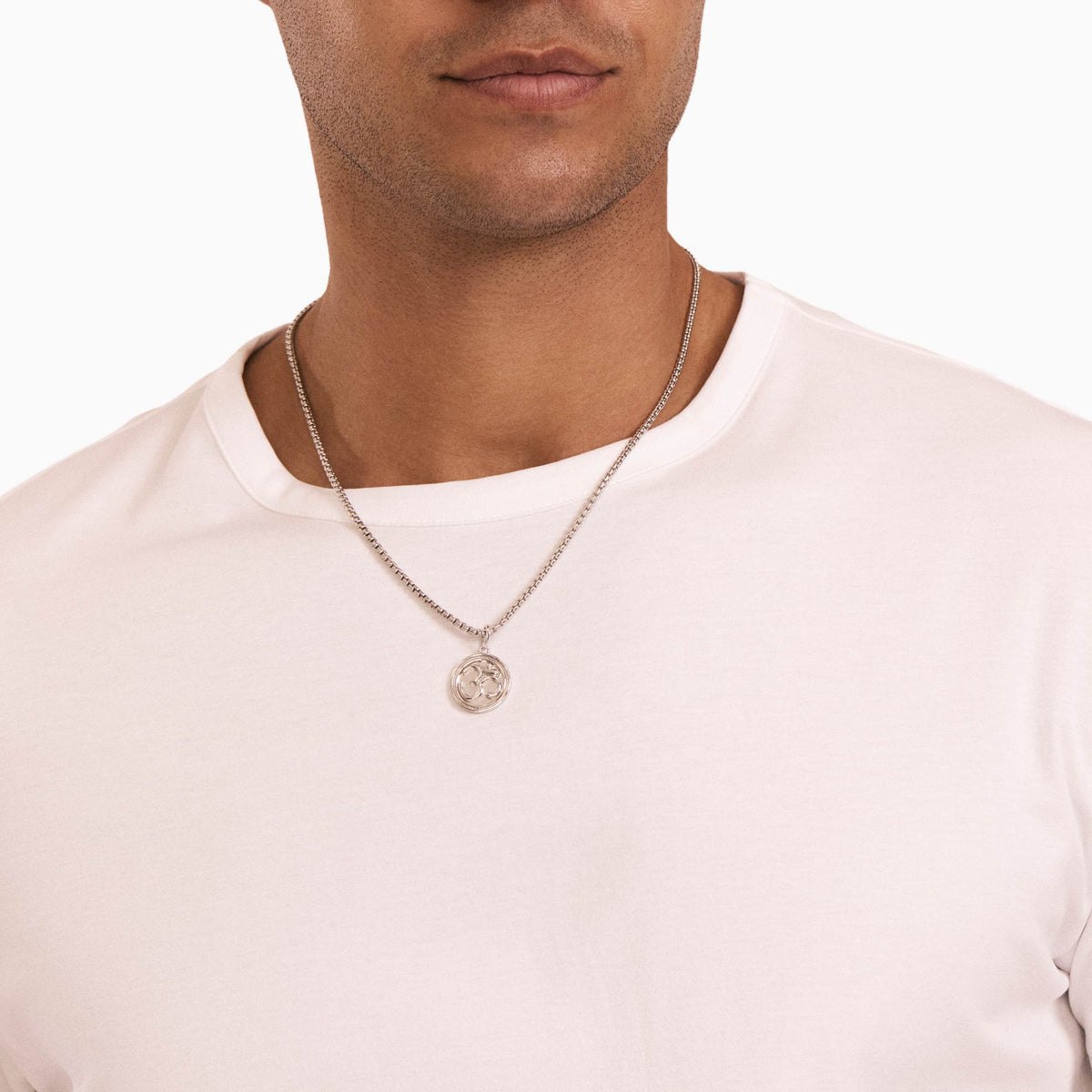 men's verity om pendant sterling silver front model