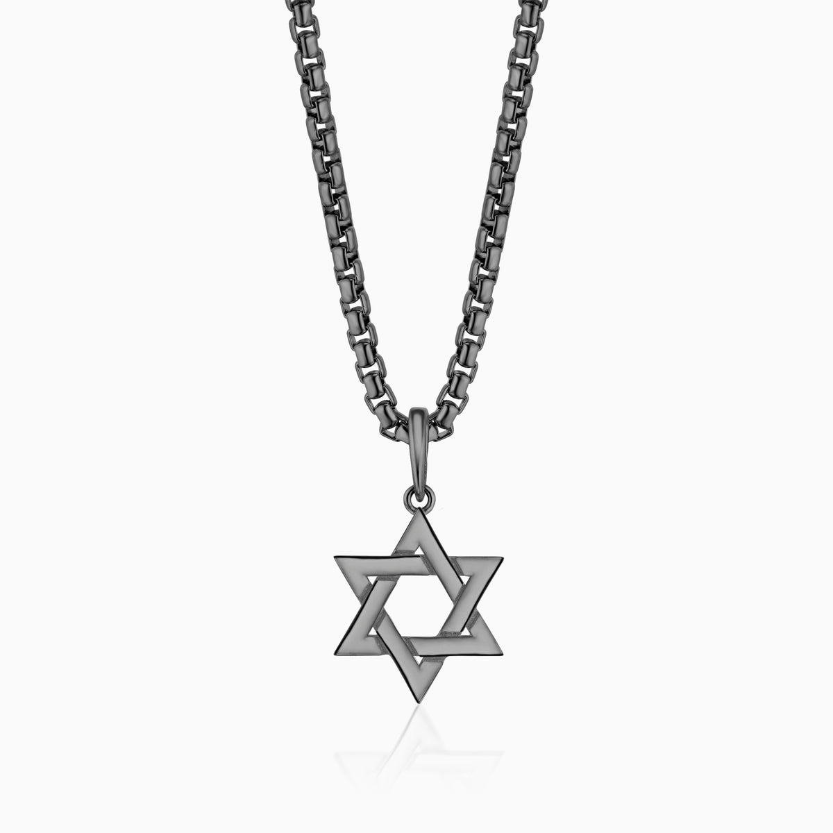 men's verity star of david blackened sterling on chain