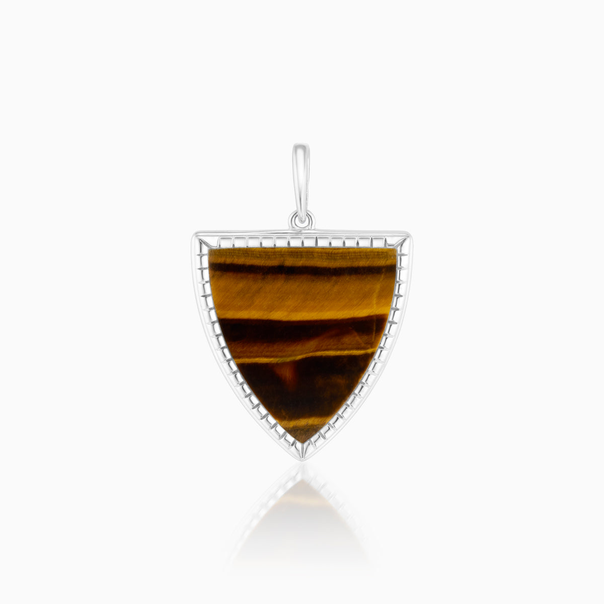 men's virtus armor pendant tigers eye sterling silver front