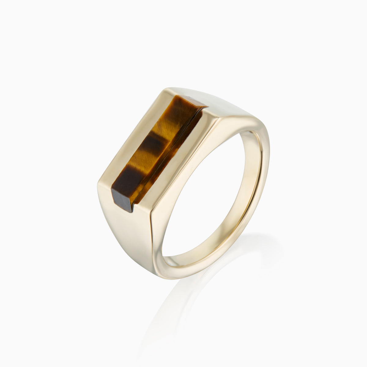 men's virtus signet ring tigers eye 18k gold angle
