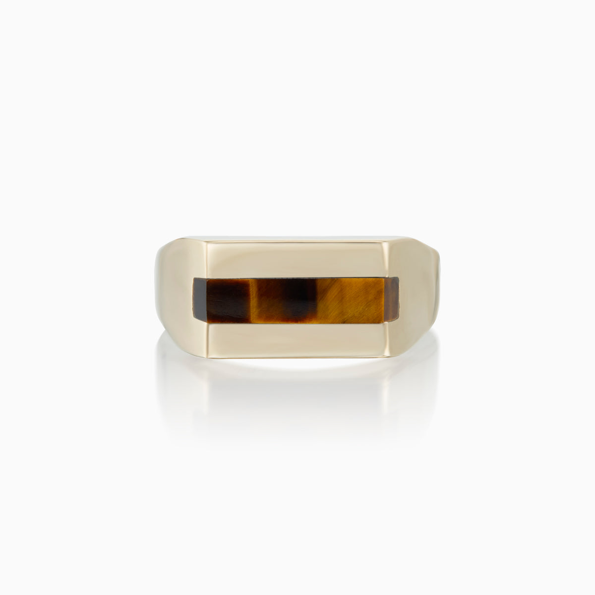 men's virtus signet ring tigers eye 18k gold front