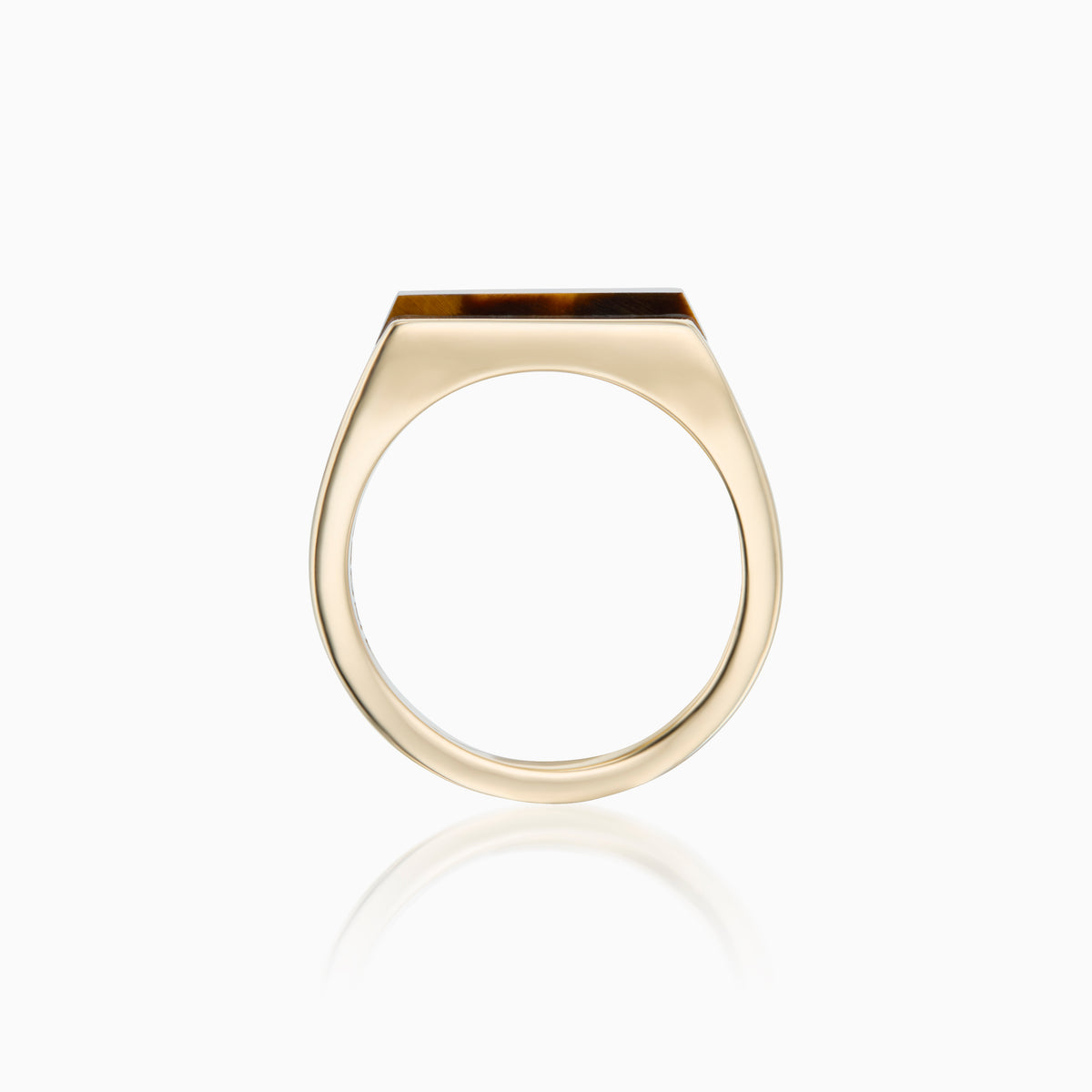men's virtus signet ring tigers eye 18k gold top