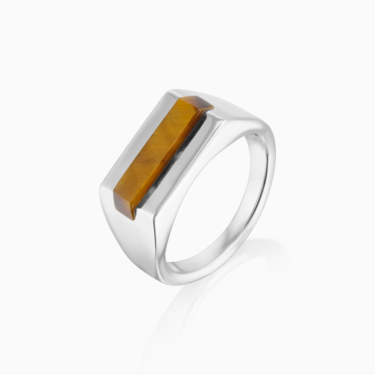 men's virtus signet ring tigers eye sterling silver angle